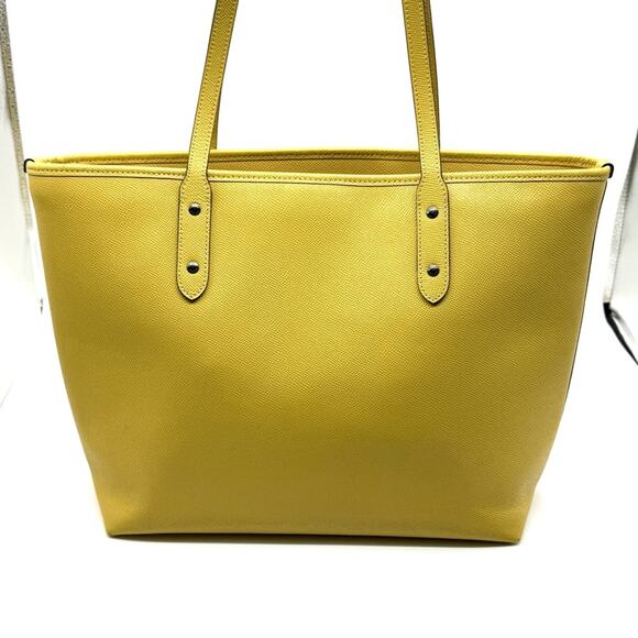 Coach City Zip Tote Crossgrain Leather Sunflower Yellow/Gunmetal F58846 - Picture 13 of 14